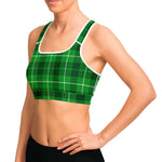 Women's St. Patrick's Day Irish Lass Plaid Athletic Sports Bra Model Left