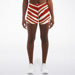 Women's San Francisco Football Gold Wild Zebra Stripe Animal Pattern Mid-Rise Athletic Booty Shorts