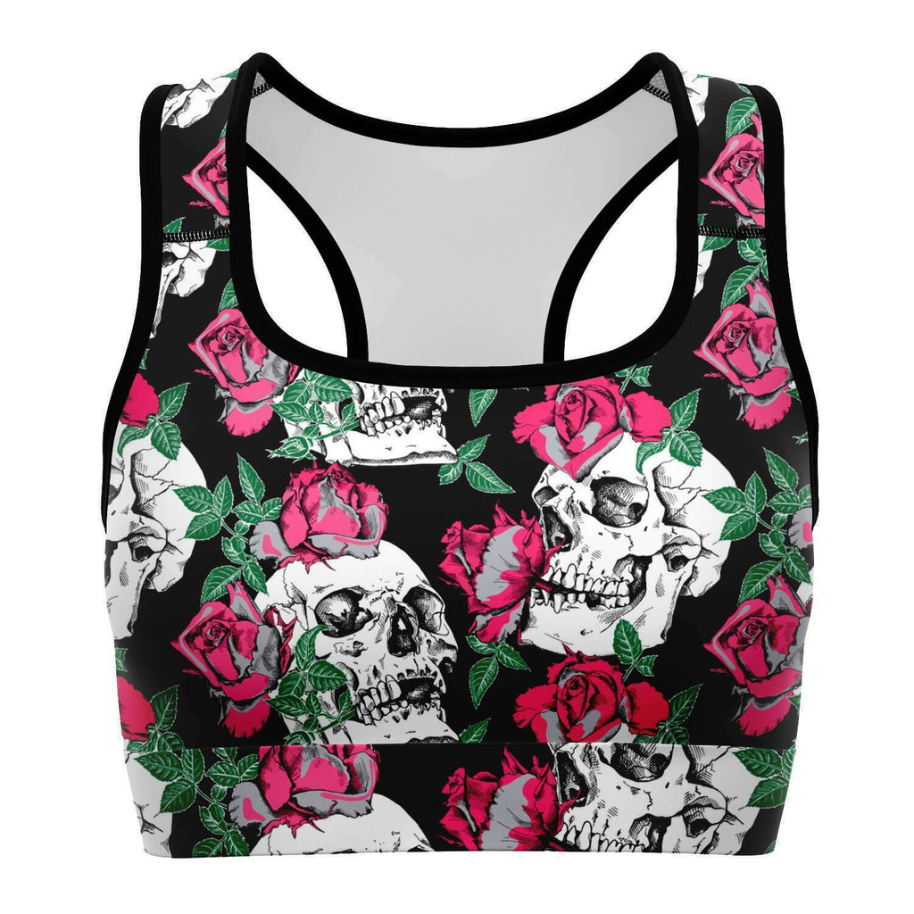 Women's Pink Rose Dead Poet Society Athletic Sports Bra