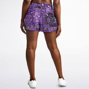 Purple Paisley Patchwork Running Shorts