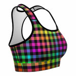 Rainbow Plaid Sports Bra