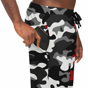 Urban Jungle Contrast Black Red Camo Joggers