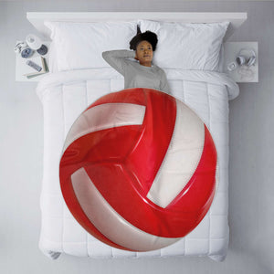 Red Volleyball Winter Microfleece Blanket