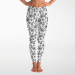 Women's White Black Paisley Bandana High-waisted Yoga Leggings
