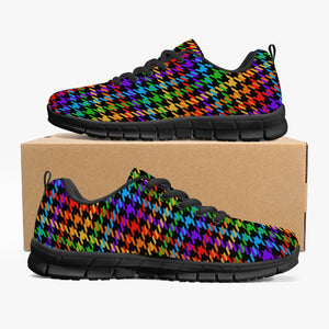 Women's Rainbow Pride Month Houndstooth Plaid Running Shoes Sneakers