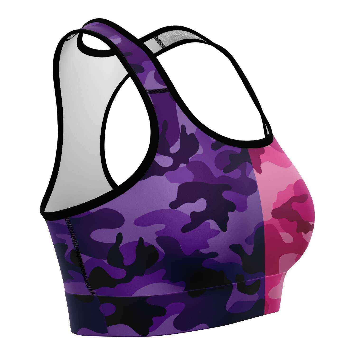 Women's All Purple Pink Camouflage Athletic Sports Bra Right