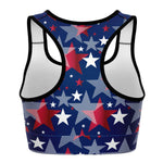 Women's Fourth Of July Starburst Fireworks Athletic Sports Bra Back