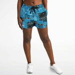 Teal Paisley Patchwork Running Shorts