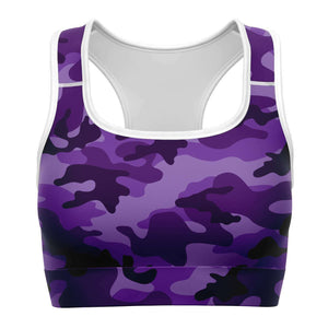 Women's All Purple Camouflage Athletic Sports Bra