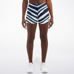 Women's Dallas Football Navy Blue Wild Zebra Stripe Animal Pattern Mid-rise Athletic Booty Shorts