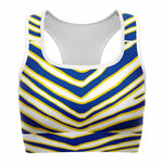 Women's Los Angeles Football Blue Wild Zebra Stripe Animal Pattern Athletic Sports Bra