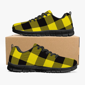 Women's Yellow Lumberjack Plaid Tartan Running Shoes Sneakers