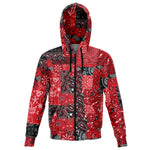 Unisex Red Paisley Patchwork Athletic Hoodie