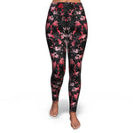Women's Blood Red Gilded Marble High-waisted Yoga Leggings Front