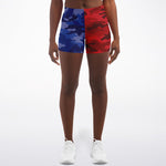 Women's Mid-rise All Blue Red Camouflage Athletic Booty Shorts