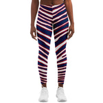 Women's New York Football Navy Blue Red Wild Zebra Stripe Animal Pattern Mid-rise Athletic Yoga Leggings