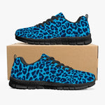 Women's Blue Wild Leopard Cheetah Half Print Gym Workout Running Sneakers Inside View