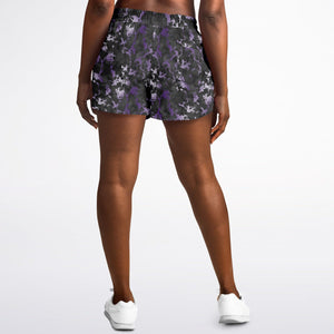 Black Purple Marble Running Shorts