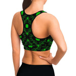 Women's Four Leaf Green Victorian Ferry Clover Athletic Sports Bra Model Right