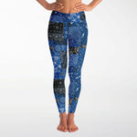 Women's Blue Paisley Patchwork High-waisted Yoga Leggings