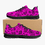 Women's Pink Black Paisley Bandana Gym Workout Running Sneakers