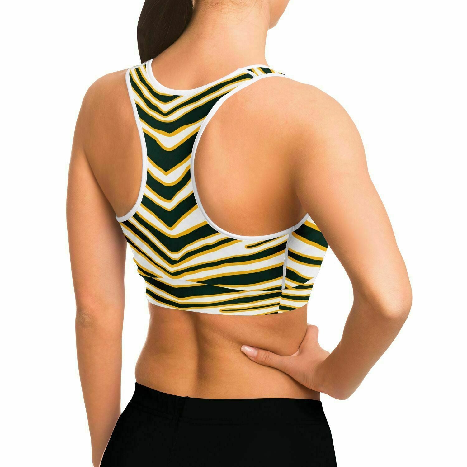 Green Bay Zebra Stripe Sports Bra