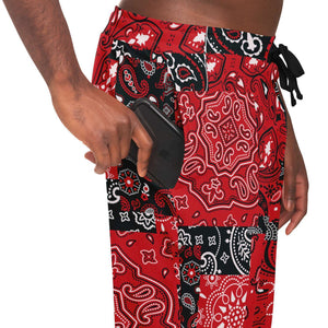 Red Paisley Patchwork Joggers