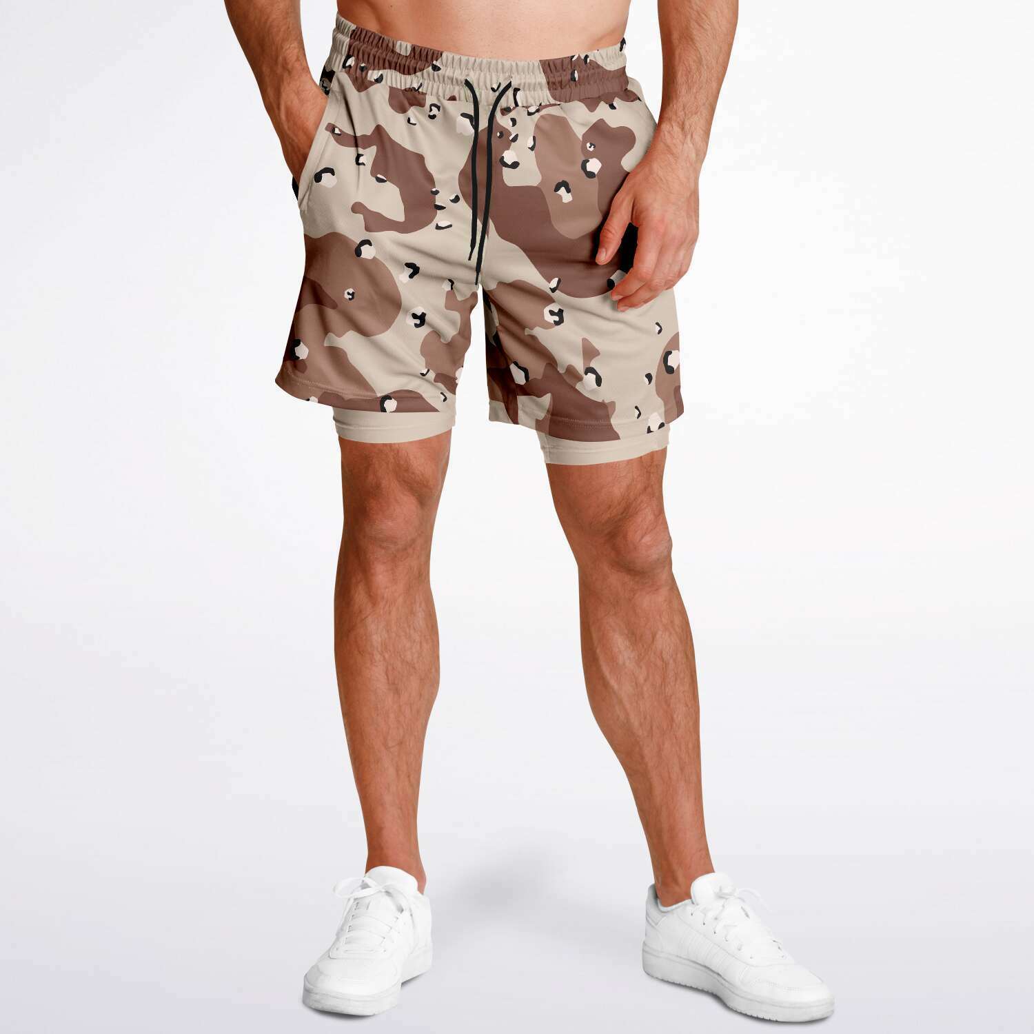 Men's 2-in-1 Desert Sand Chocolate Chip Camouflage Shorts Iron Discipline Supply Co.