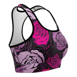 Women's Abstract Roses Athletic Sports Bra Right