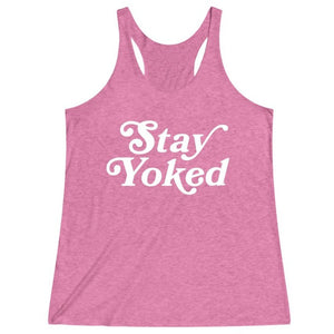 Women's Pink Stay Yoked Fitness Gym Racerback Tank Top