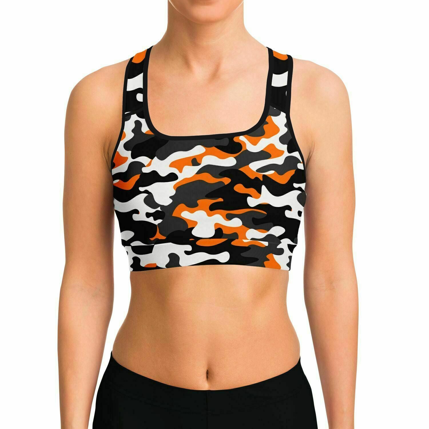 Urban Jungle Orange Camo Sports Bra