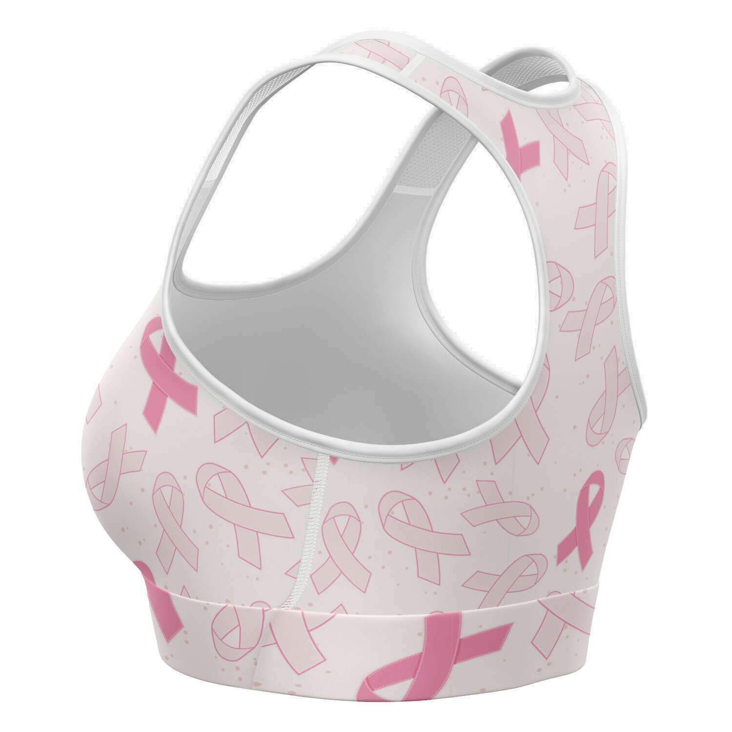 Women's Breast Cancer Awareness Month Pink Ribbons Athletic Sports Bra Left