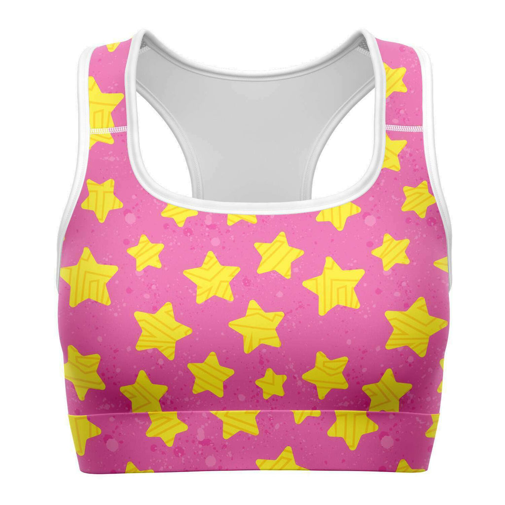 Women's Pink Star Power Athletic Sport Fronts Bra