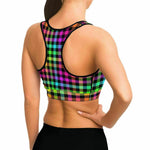 Rainbow Plaid Sports Bra