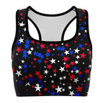 Women's Star Spangled July Confetti Athletic Sports Bra