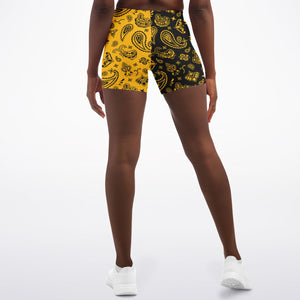 Half Black Yellow Paisley Shorts