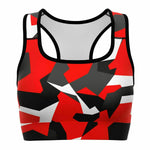 Women's  M90 Black Red Modern Soldier Urban Warfare Camouflage Athletic Sports Bra