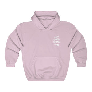 Light Pink Unisex Anti Gains Social Club Gym Fitness Weightlifting Powerlifting CrossFit Muscle Hoodie Front