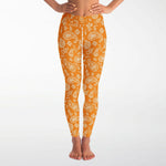 Women's Orange Paisley Bandana High-waisted Yoga Leggings
