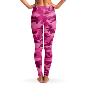 Women's All Pink Camouflage Mid-rise Yoga Leggings Back