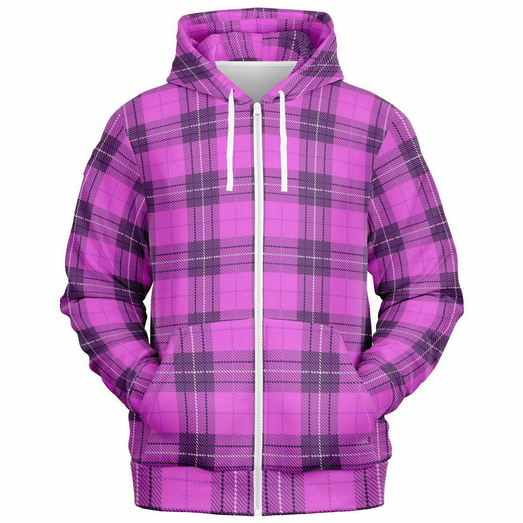 Unisex Pink All Girls Prep School Plaid Zip-Up Hoodie