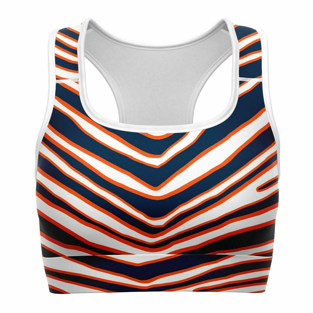 Women's Denver Colorado Football Red Wild Zebra Stripe Animal Pattern Athletic Sports Bra