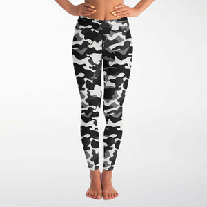 Women's Urban Jungle Black White Camouflage High-waisted Yoga Leggings
