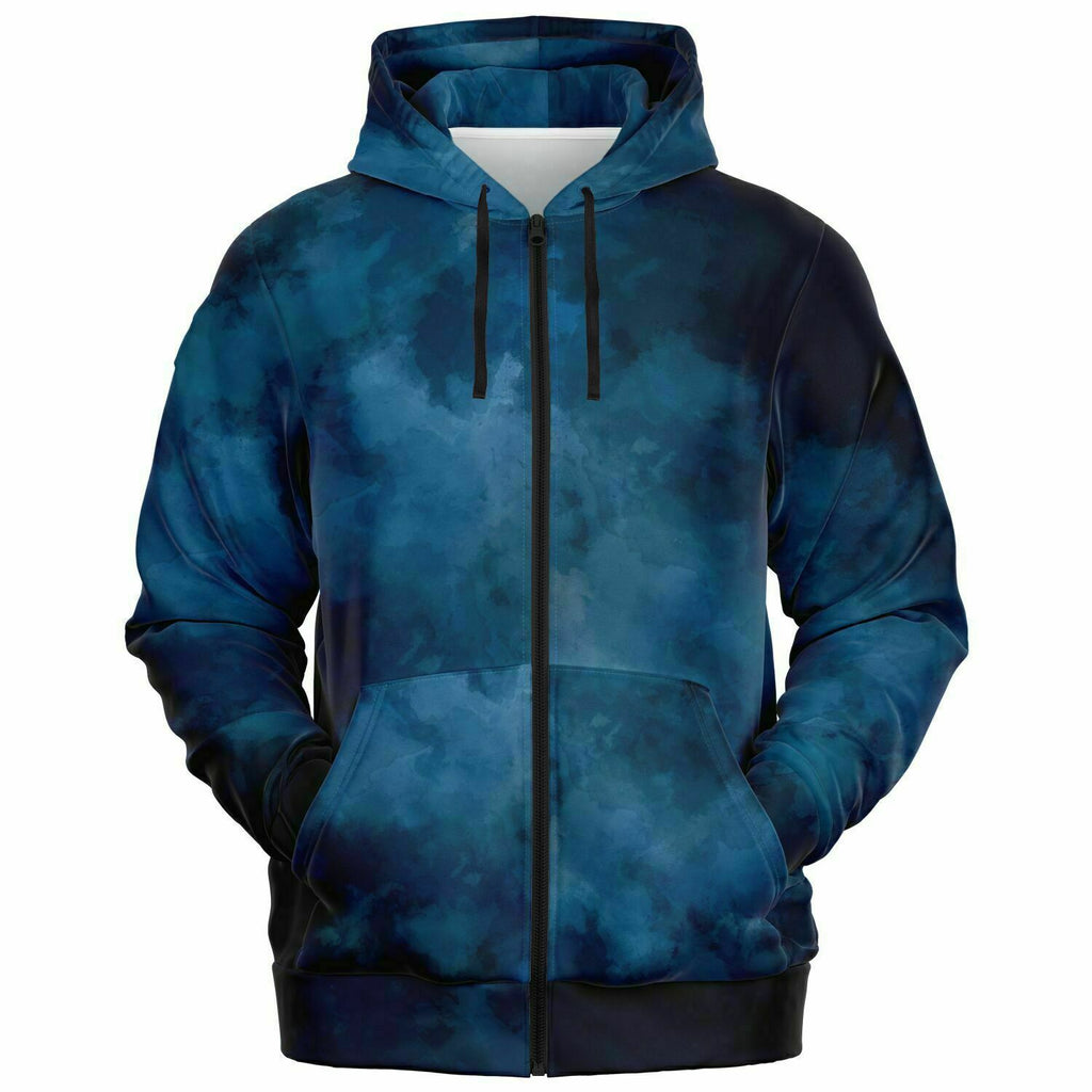 Unisex Blue Dark Night Sky Zip-Up Hoodie