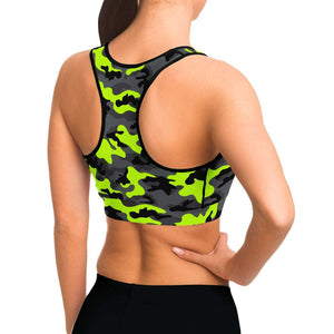 Melon Green Camo Sports Bra