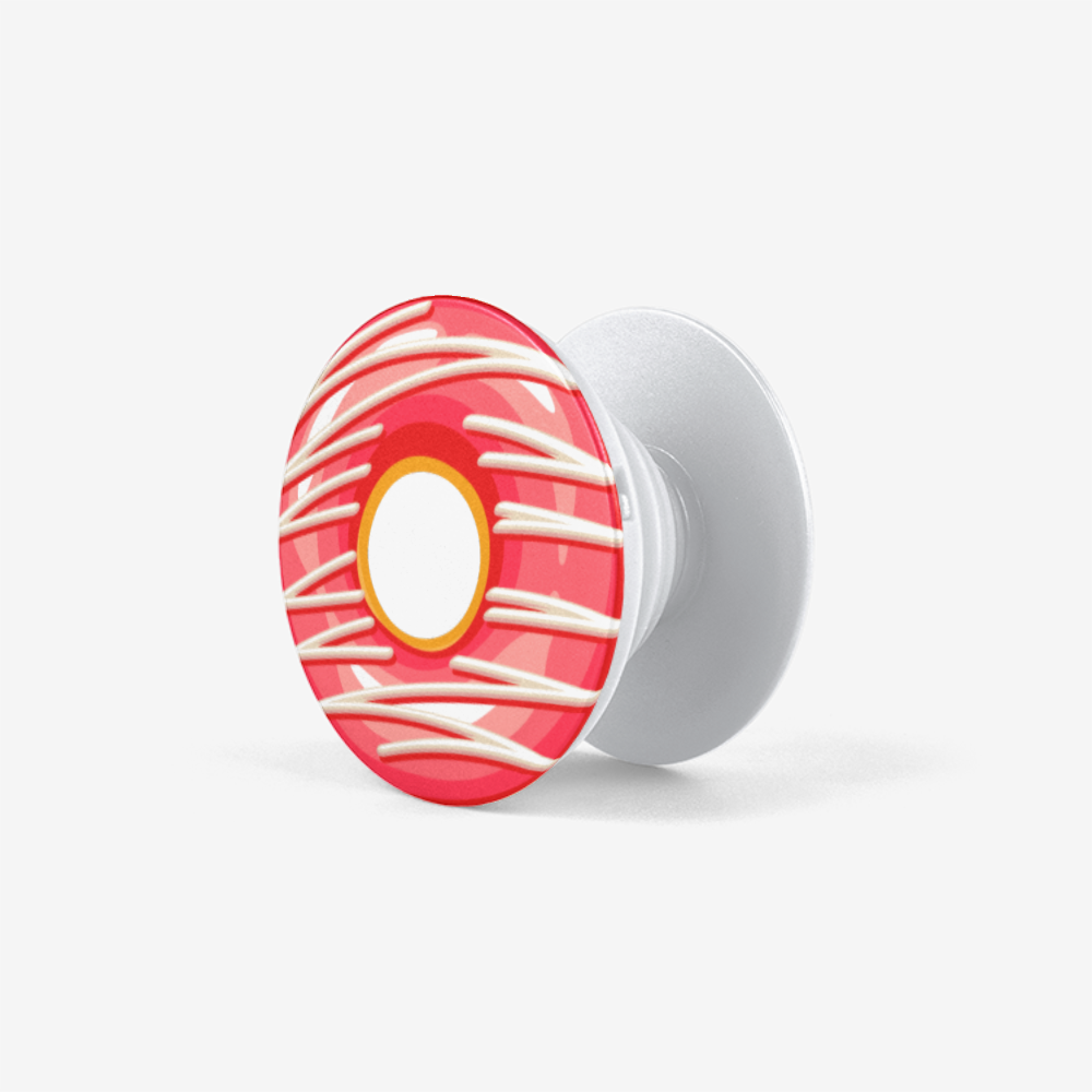 Red Velvet Glazed Breakfast Pastry Donut White Icing Popsocket Side White