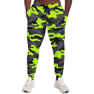 Unisex Melon Green Camouflage Athletic Joggers