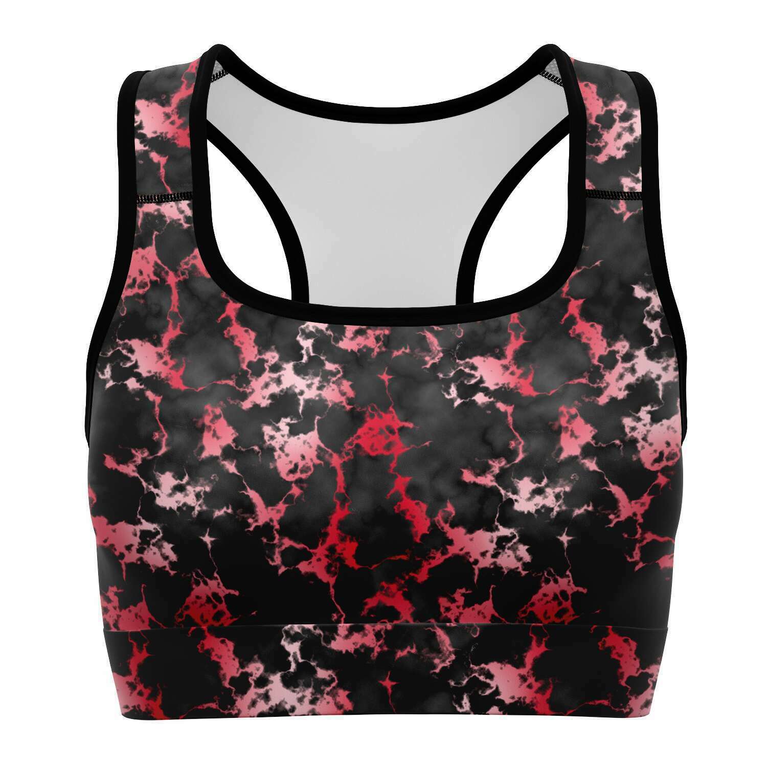 Women's Blood Red Gilded Marble Athletic Sports Bra