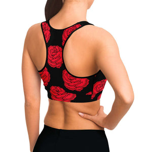 Women's Roses Are Red Valentines Athletic Sports Bra Model Right