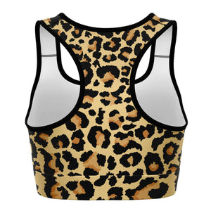 Women's Wild Animal Leopard Print Athletic Sports Bra Back